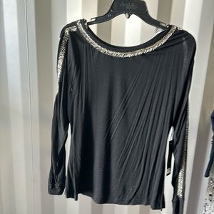 Buckle long sleeve embellished top